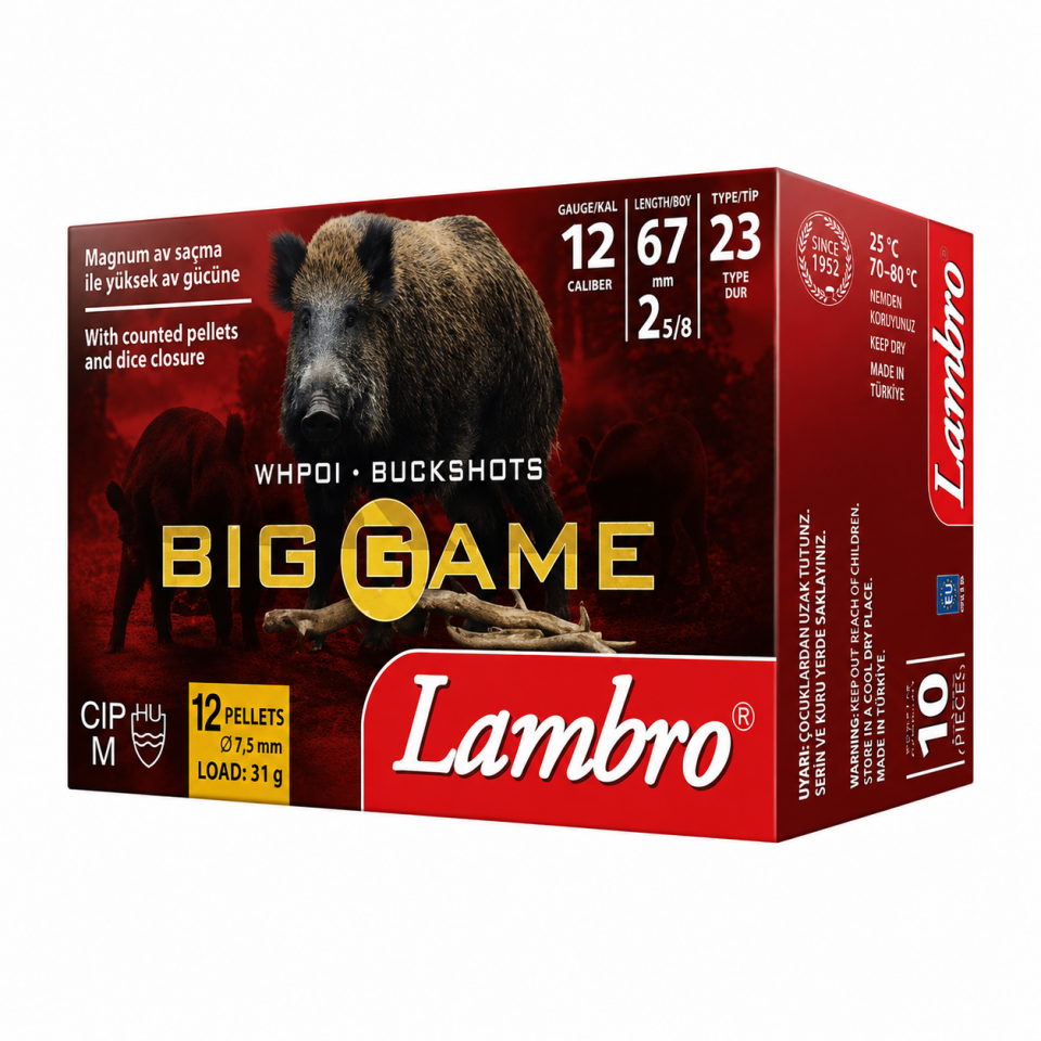 Lambro Big Game Buckshots 12 Cal 31 Gr Şevrotin Fişeği