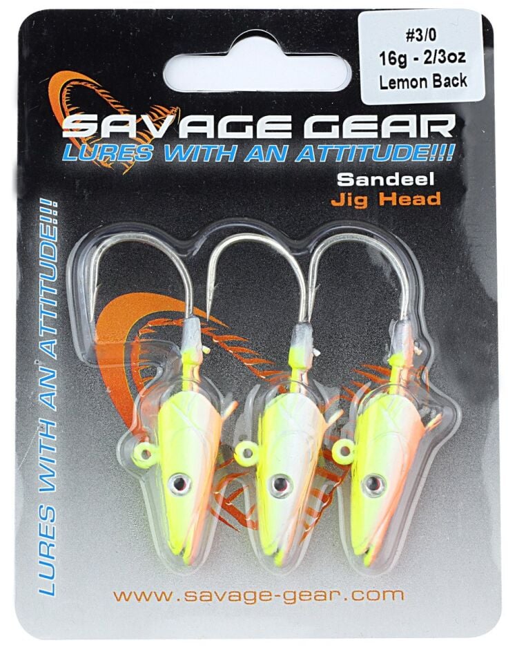 Savage gear Sandeel Jig Head 16g 3/0 - 3pcs Lemon Back Sahte Balık