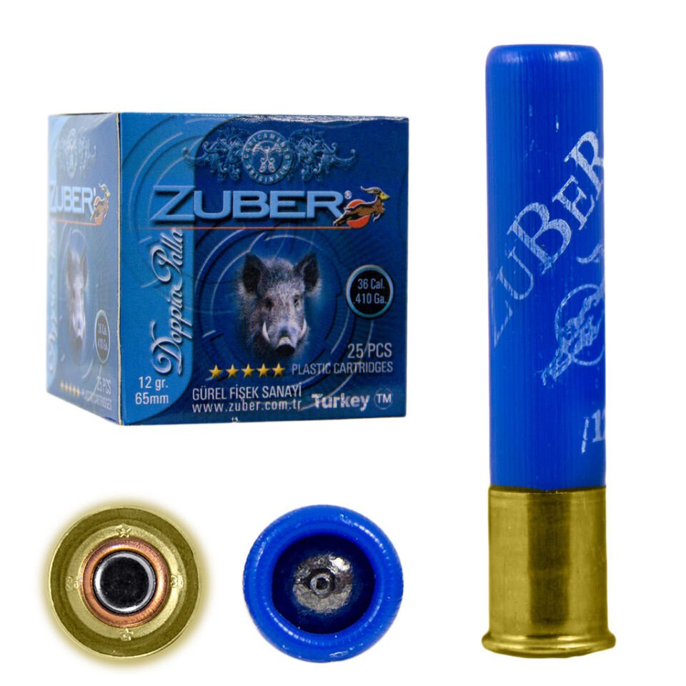 ZUBER DOPPIA PALLA TEK KURŞUN FİŞEĞİ .410 CAL / 36 CAL 12 GR