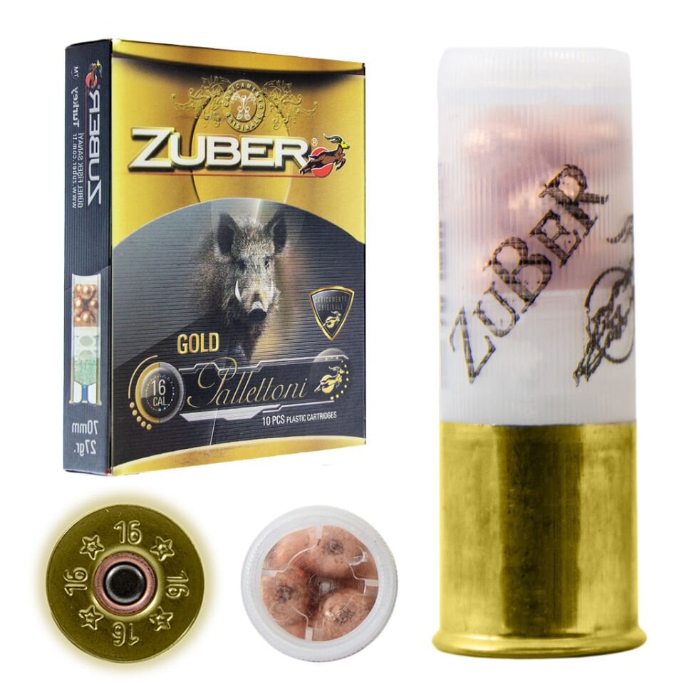 ZUBER GOLD PALLETTONI ŞEVROTİN AV FİŞEĞİ 16 CAL 27 GR 10 LU KUTU